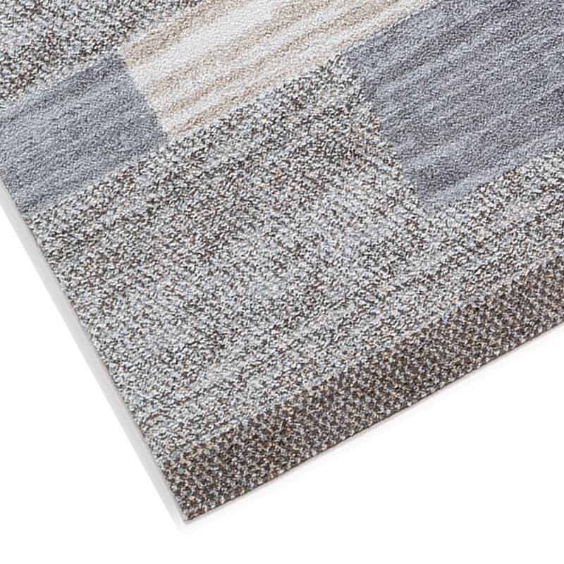 Beny 5 x 7 Medium Area Rug, Abstract Stripe Pattern, Gray, Brown, Cream - 5 x 7