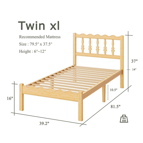 Eco - Friendly Premium Bamboo Bed Frame with Headboard, Easy