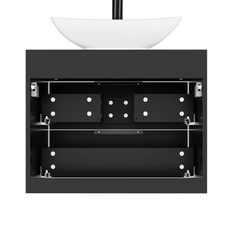 Modern Wall Mounted Bathroom Vanity Set with Vessel Sink & Faucet