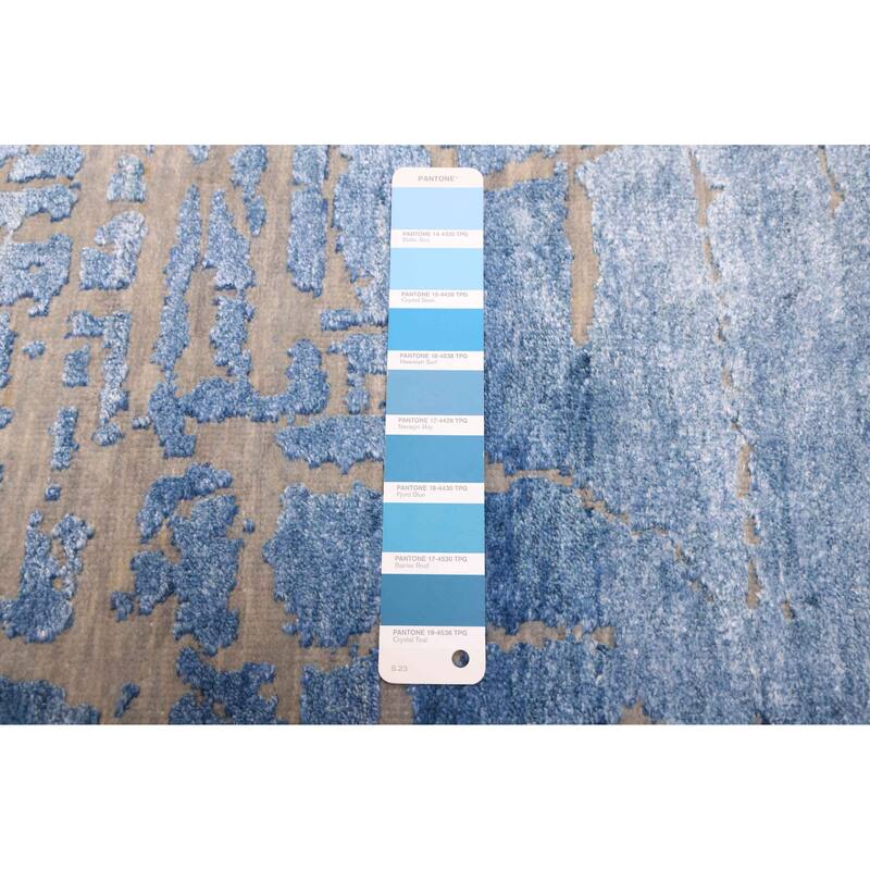 ECARPETGALLERY Hand-knotted Legacy Blue Silk, Wool Rug - 2'5 x 12'1