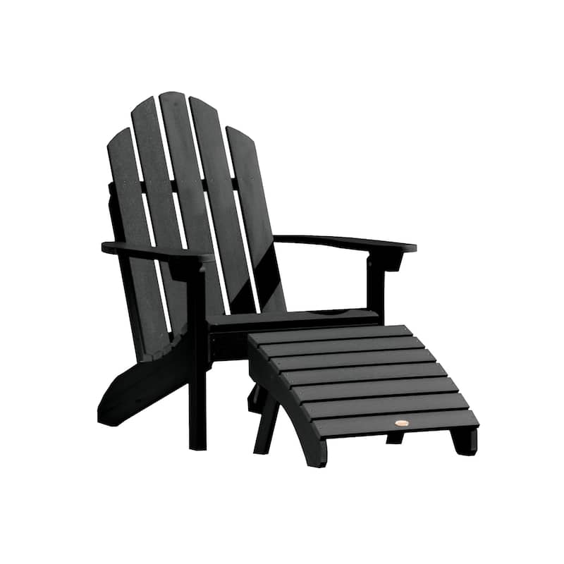 Outdoor Chair and Ottoman Set - Black