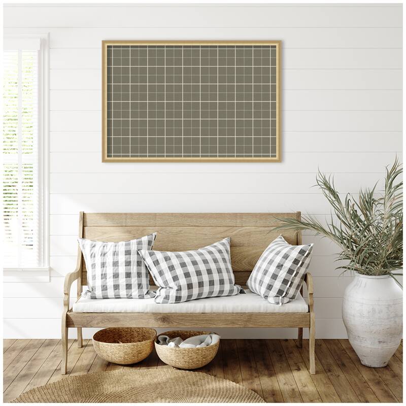Kate and Laurel Framed Fabric Pinboard Sage Green Plaid Wall Organization