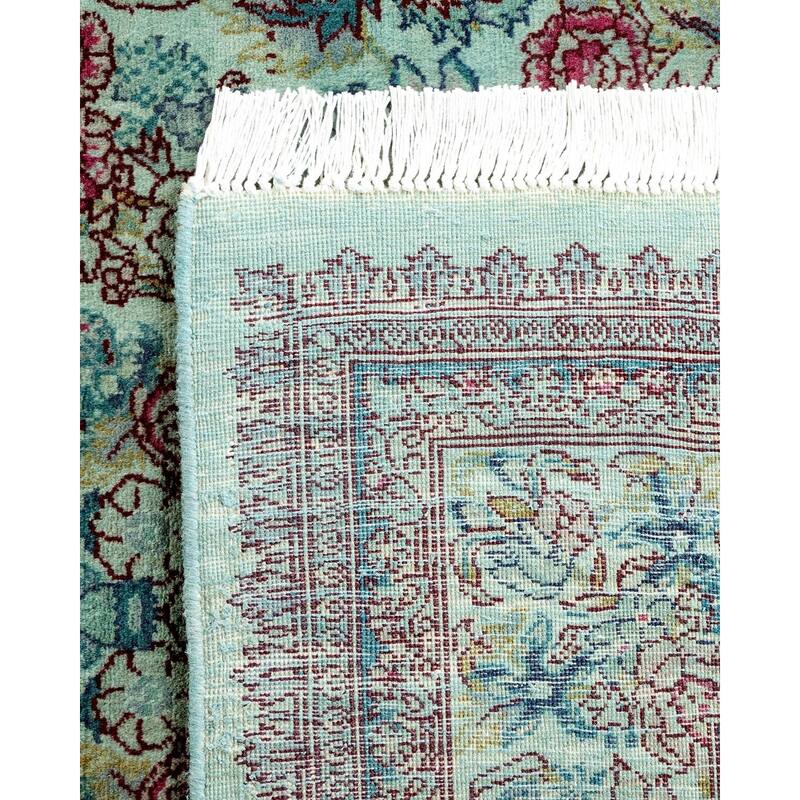 Overton Hand Knotted Wool Vintage Inspired Modern Contemporary Overdyed Blue Area Rug - 4' 1" x 6' 7"