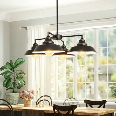 Industrial Chandelier Hanging Fixture with Metal Shades Farmhouse Pendant Lighting for Kitchen Island Living Room - 22inch