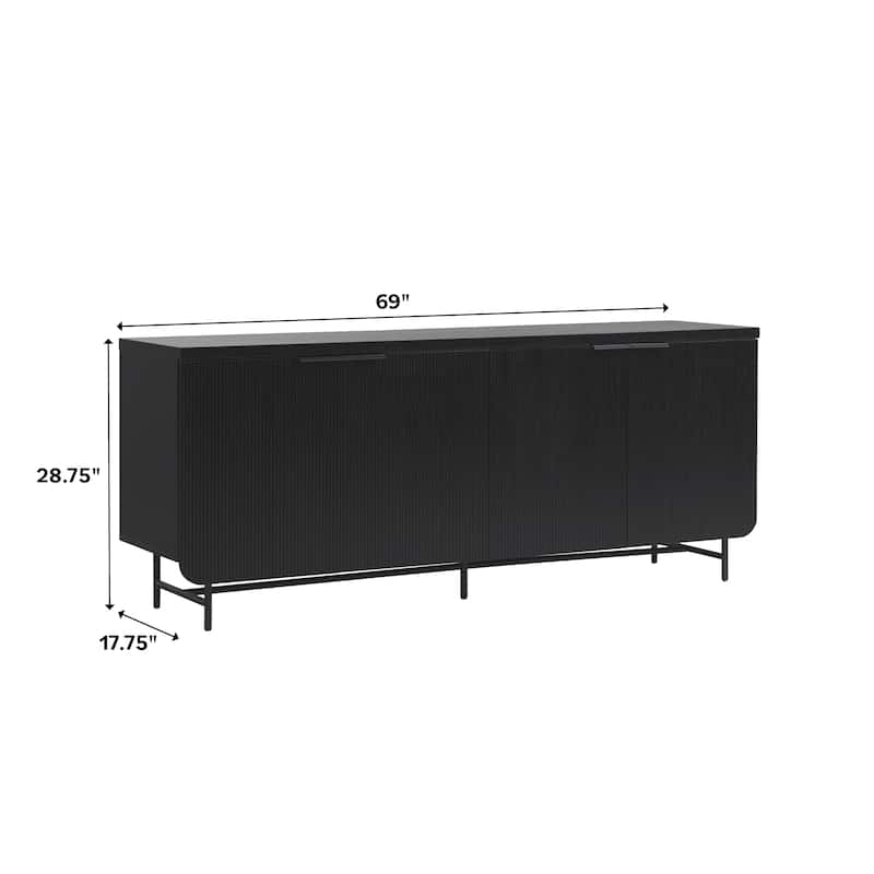 Middlebrook Minimal Fluted Four-Door Buffet Sideboard
