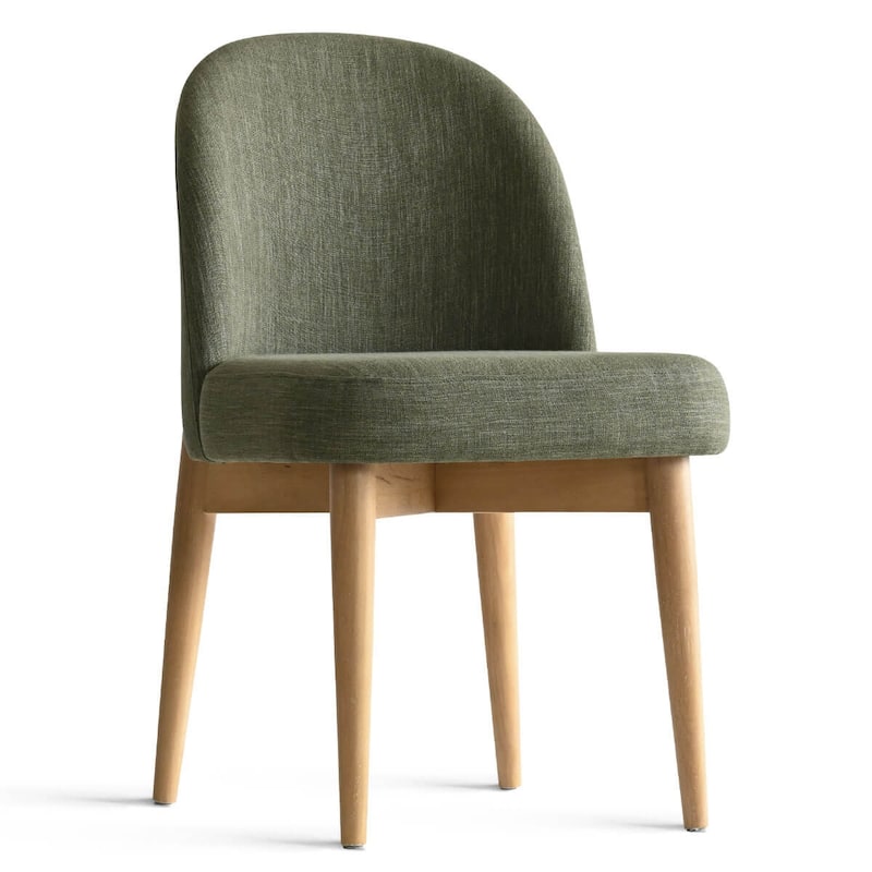 Linen Upholstered Dining Chairs With Solid Wood Legs (Set of 8)