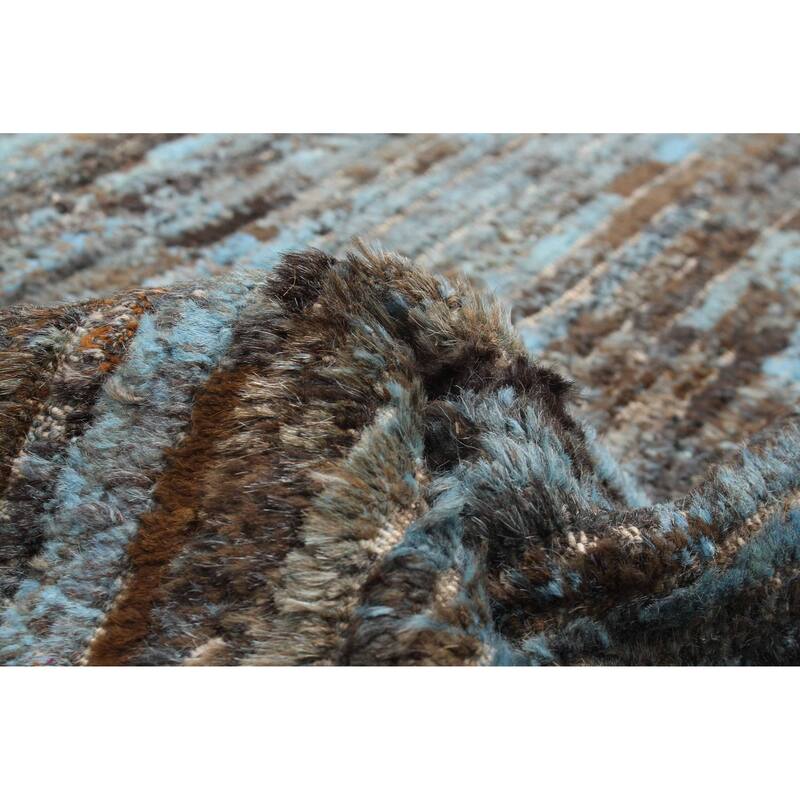 ECARPETGALLERY Hand-knotted Tangier Blue Wool Rug - 3'1 x 7'8