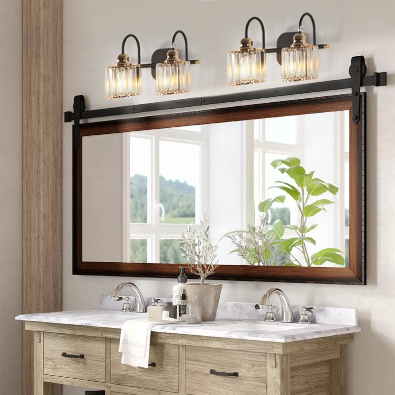 ExBrite Modern Rose Gold Dimmable Bathroom Crystal Vanity Lights