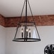 preview thumbnail 1 of 10, Rochester 3-Light Black Industrial Cone Pendant with Clear Glass Shade, Adj Ht Ceiling Chandelier Dining Room Fixture Matte Black - 16.25-in W x 27.25-in H x 16.25-in D