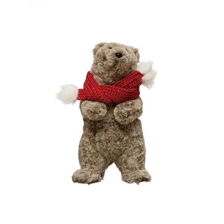 Faux Fur Standing Bear with Scarf