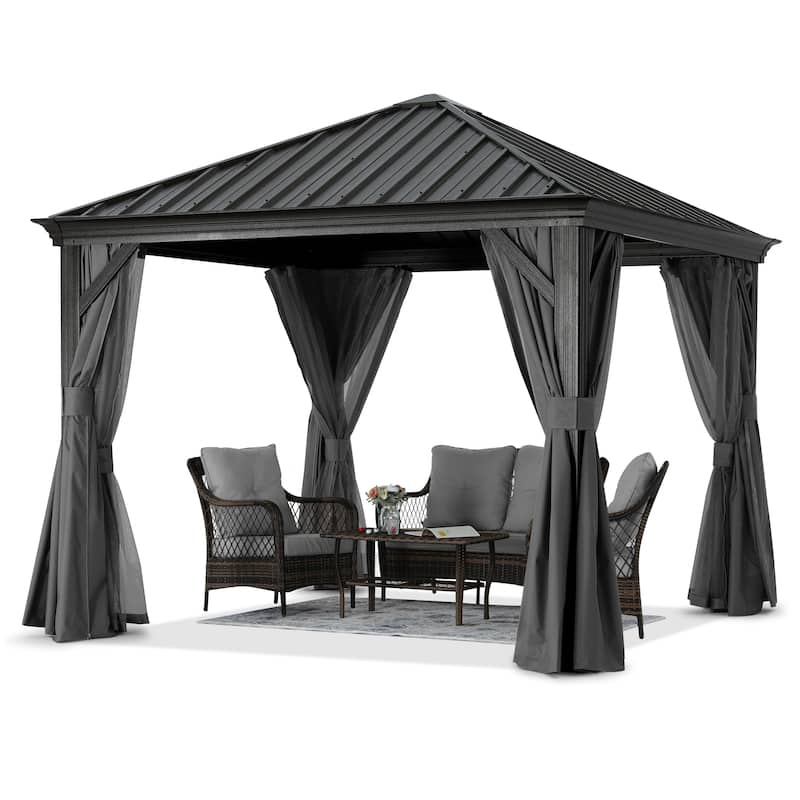 ABCCANOPY Outdoor Hardtop Gazebo with Galvanized Steel Double Roof