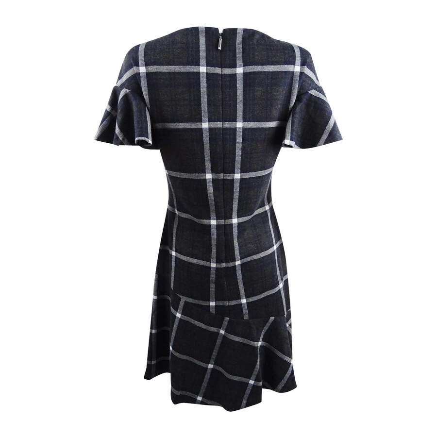 grey flutter sleeve dress