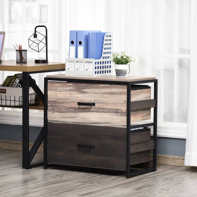 Vinsetto Office File Cabinet with 2 Large Drawers and Adjustable Metal Hanging Bars