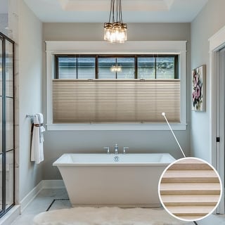BlindsAvenue Cordless Top Down Bottom Up Cellular Honeycomb Shade, 9/16" Single Cell, Light Filtering, Designer Print Stone
