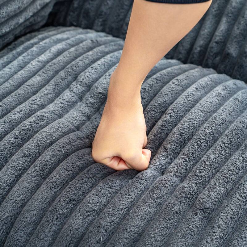 Oversized Corduroy Bean Bag Chair Single Lazy Floor Sofa with Armrests for Living Room Bedroom Dorm
