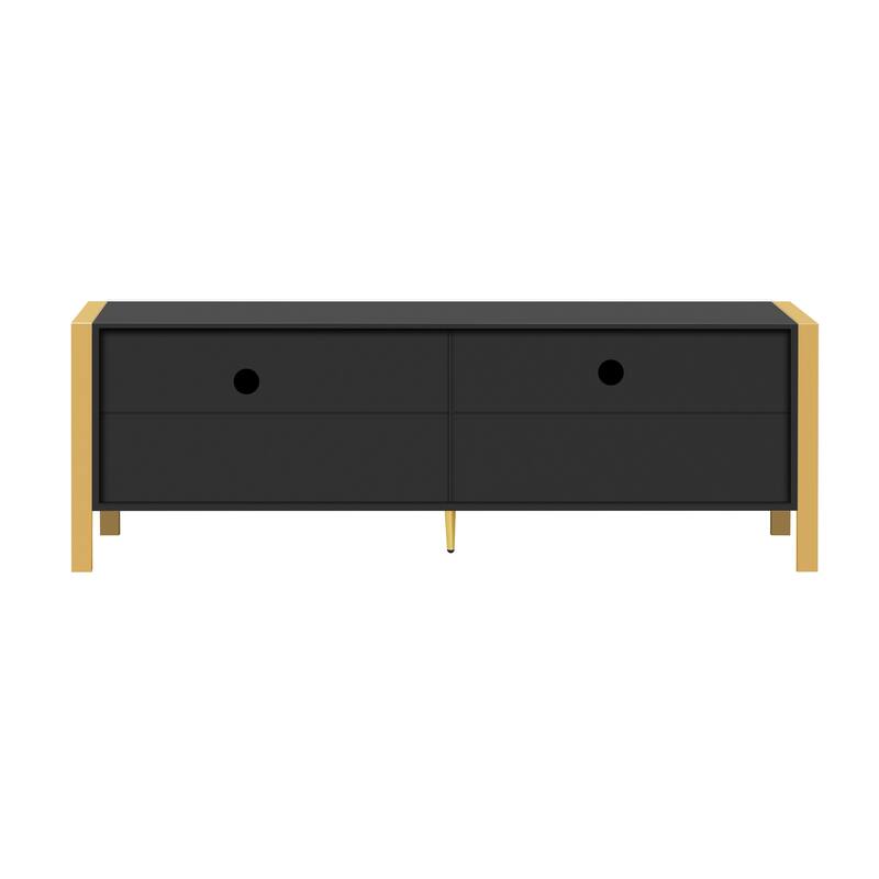 Modern Minimalist TV Stand for TV up to 75 Inches with 2 Spacious Cabinets - 70.9" D x 15.7" W x 24" H