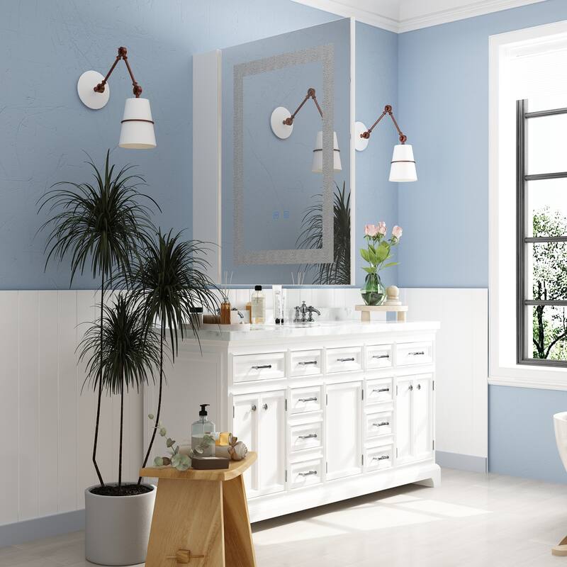 Wall LED Bathroom Cabinet with Lighting and Defogger Medicine Cabinet