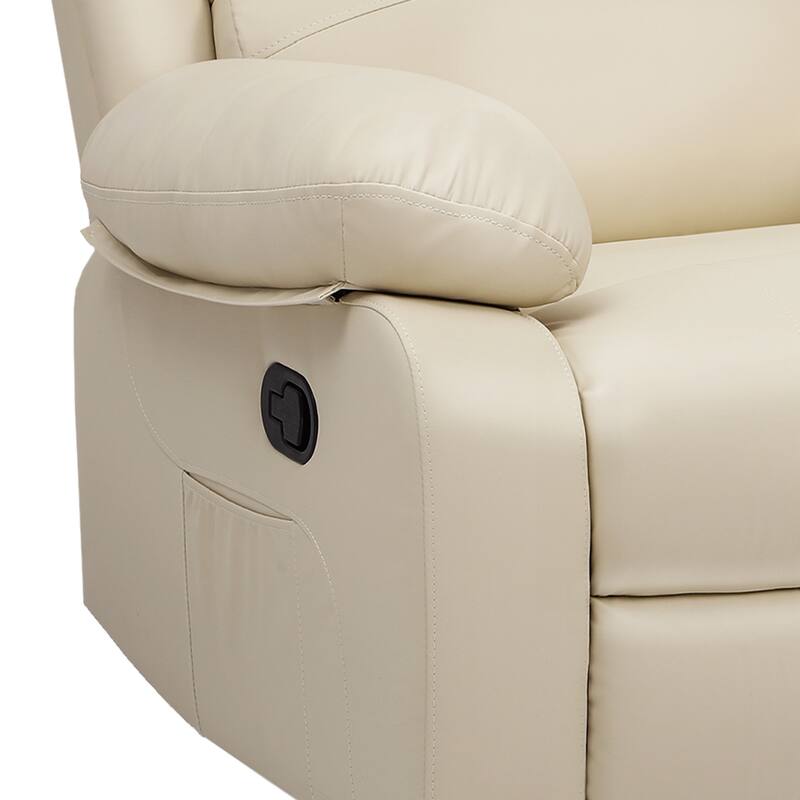 Moasis Beige Faux Leather Oversized Rocker Recliner Chair with Heat and Massage
