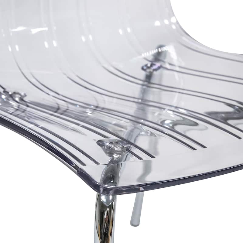 Ralph Acrylic Plastic Dining Chair Chrome Metal Legs Modern Transparent Accent Side Chair for Dining Room & Kitchen