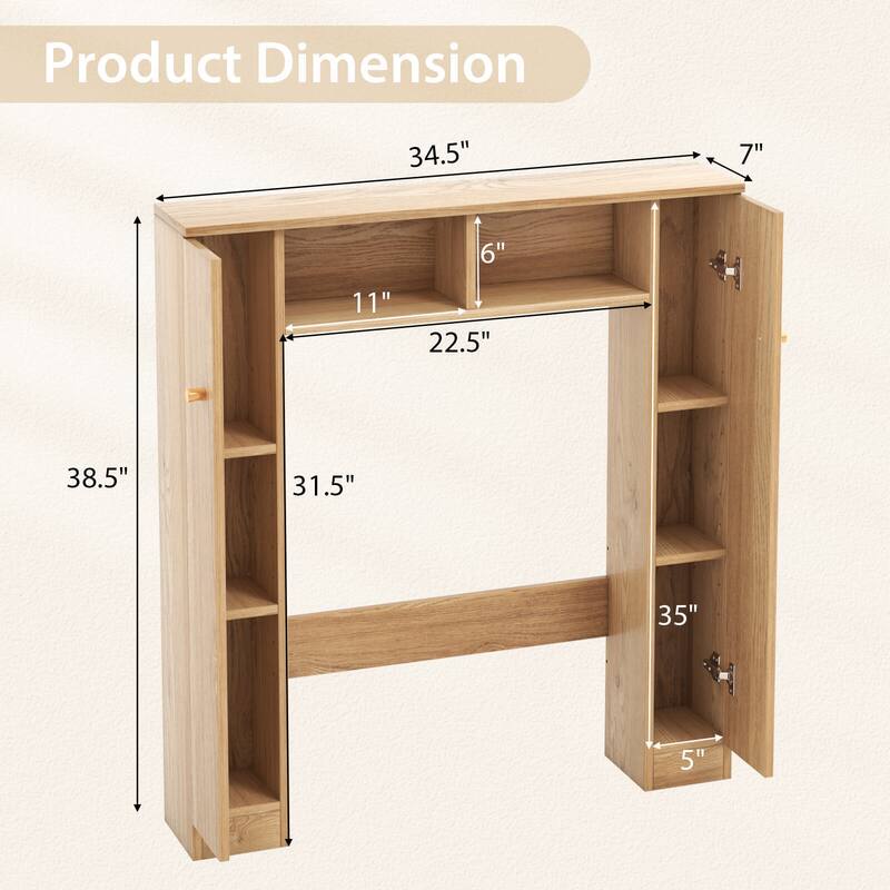 Over Toilet Storage Cabinet with Shelves and Double Door Cabinets