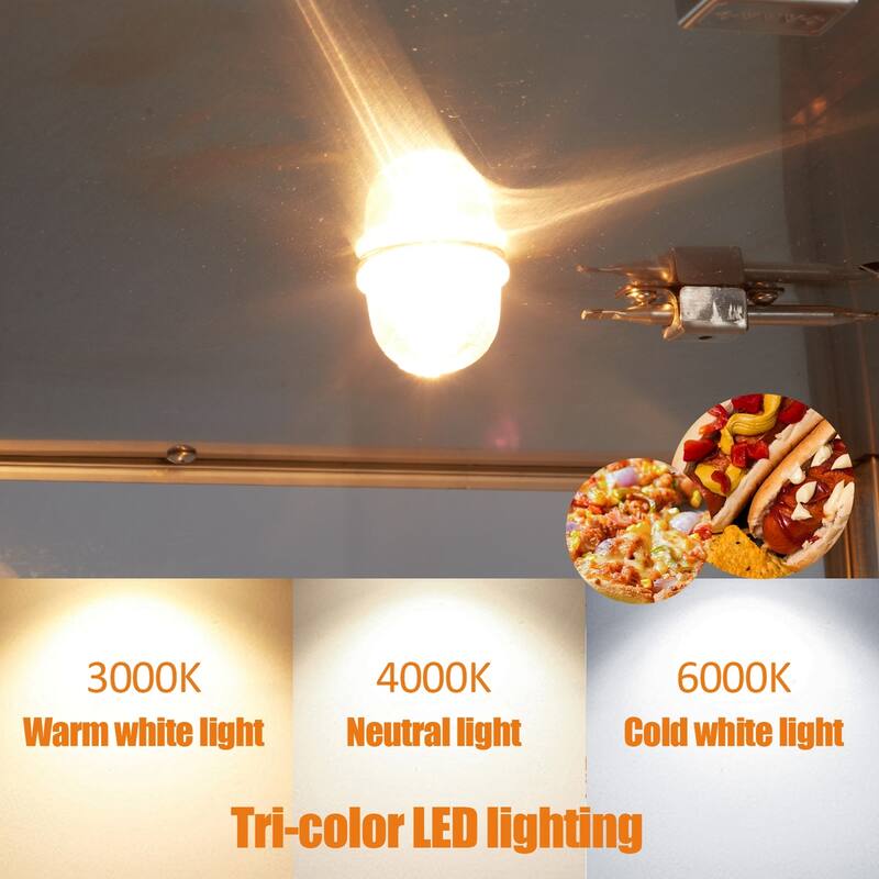 3-Tier Commercial Food Warmer Display with LED Lighting and Temp Knob
