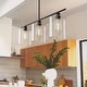preview thumbnail 1 of 15, YANSUN 31.3in Industrial 3-Light Island Pendant Light with Clear Glass Shades, Black Kitchen Island Light or Kitchen,Dining Room Black