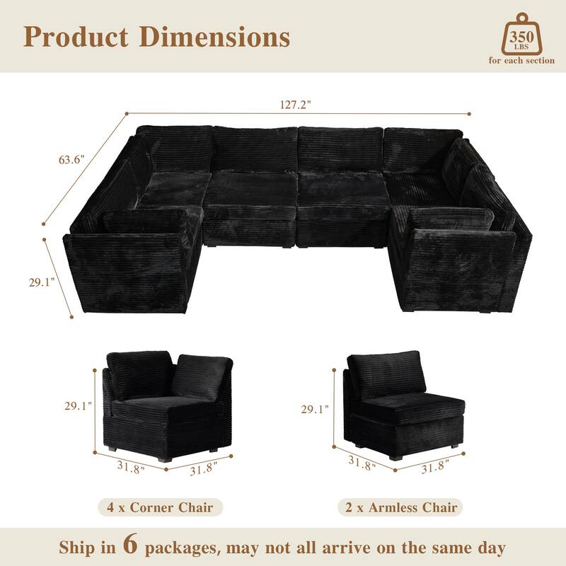 OVIOS Modern L-Shaped Fabric Sofa​