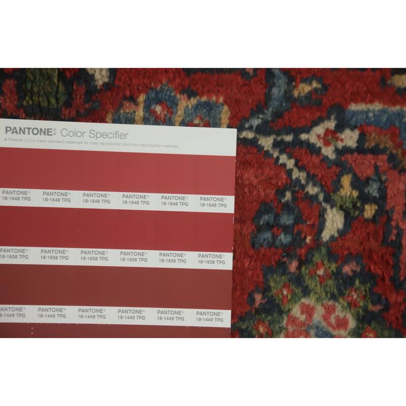 Hand Knotted Oriental 100% Wool Carpet Traditional Floral Red Mahal Area Rug - 11' 11'' X 9' 2''