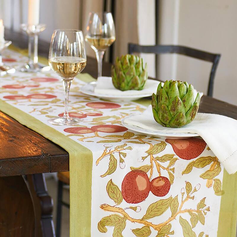 Couleur Nature Orange Tree Table Runner - Red/Green