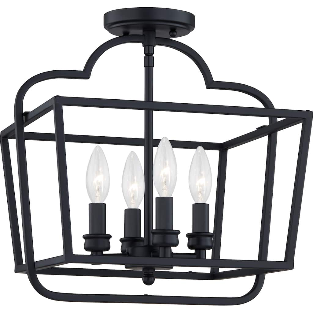 Quoizel Blanche Matte Black 4-light Semi-Flush Mount