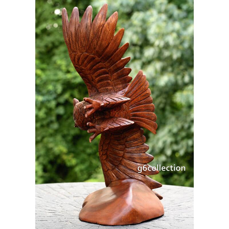 Extra Large Huge 20" Hand Carved Flying Wooden Owl Statue Figurine Handmade Soaring Owl Sculpture Home Decor Accent Handcrafted