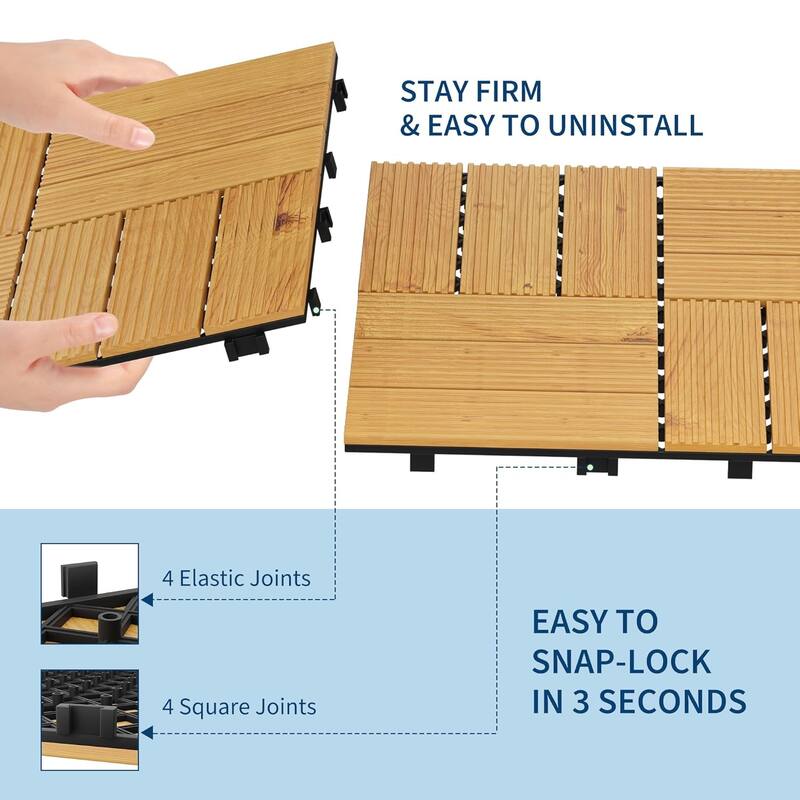 Wood Interlinked Deck Tiles, Easy DIY Installation