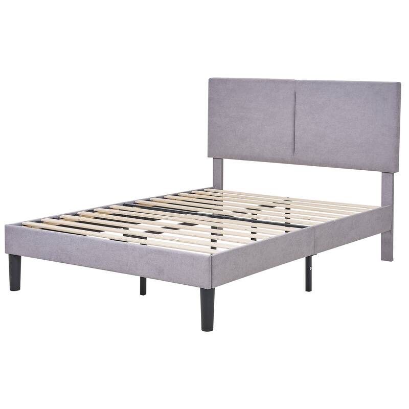 VECELO Adjustable Upholstered Split Headboard Bed Frame with Charging Station USB Port Type C No Box Spring Needed Noiseless Bed