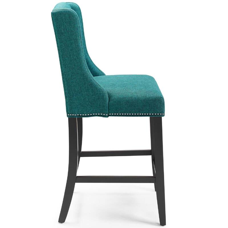Modway Baron Counter Stool Upholstered Fabric Set of 2, Teal