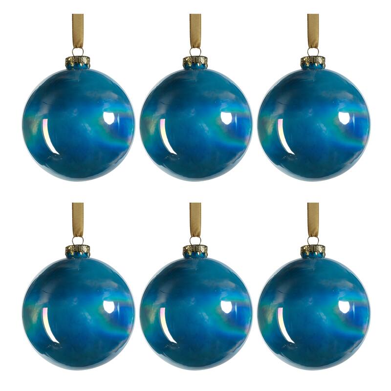 Solid Luster 4" Glass Ball Ornaments, Set of 6