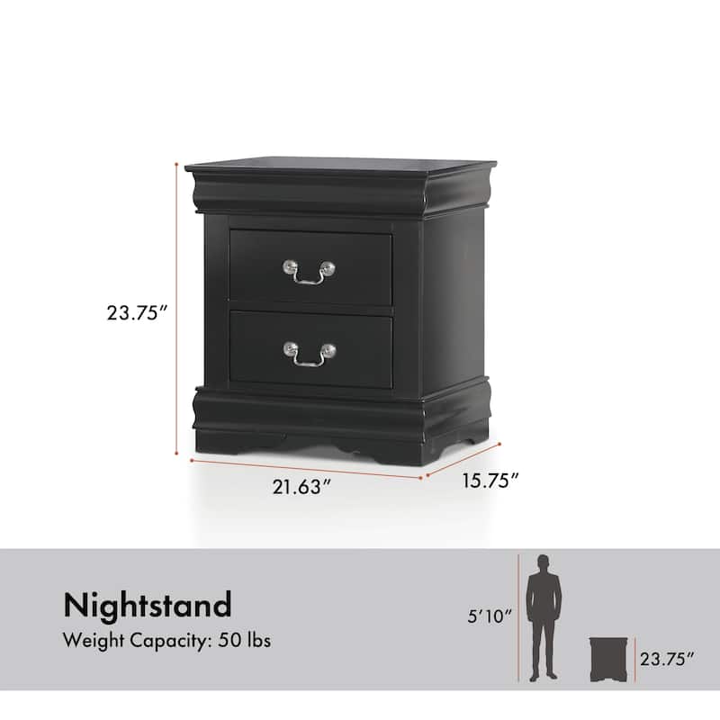 Furniture of America Mayday Traditional Solid Wood 3-Piece Bed and 2 Nightstand Bedroom Set