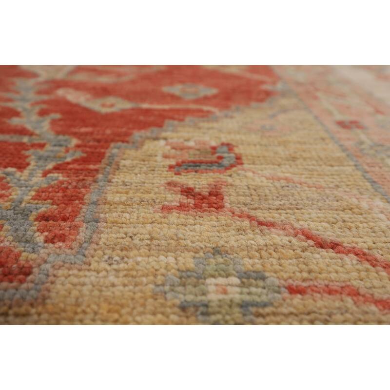 Orange Turkish Oushak Vegetable Dye Area Rug Handmade Wool Carpet - 9'4"x 12'1"