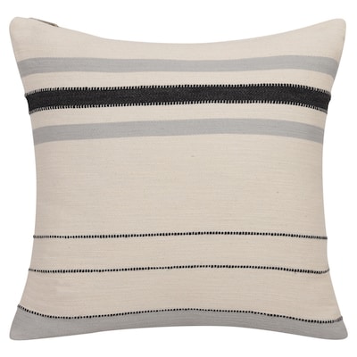 20" X 20" Ivory Striped Cotton Zippered Pillow