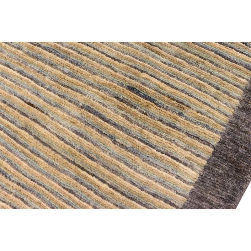 Rustic Heriz Ziegler Aaron Gray Blue Hand-Knotted Rug - 4'7'' x 6'6''