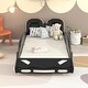 preview thumbnail 1 of 10, Race Car Shaped Platform Bed Twin Bed Frame Creativity Kids Bed Wood Slat Support Upholstered Bed with Backrest Black - Twin