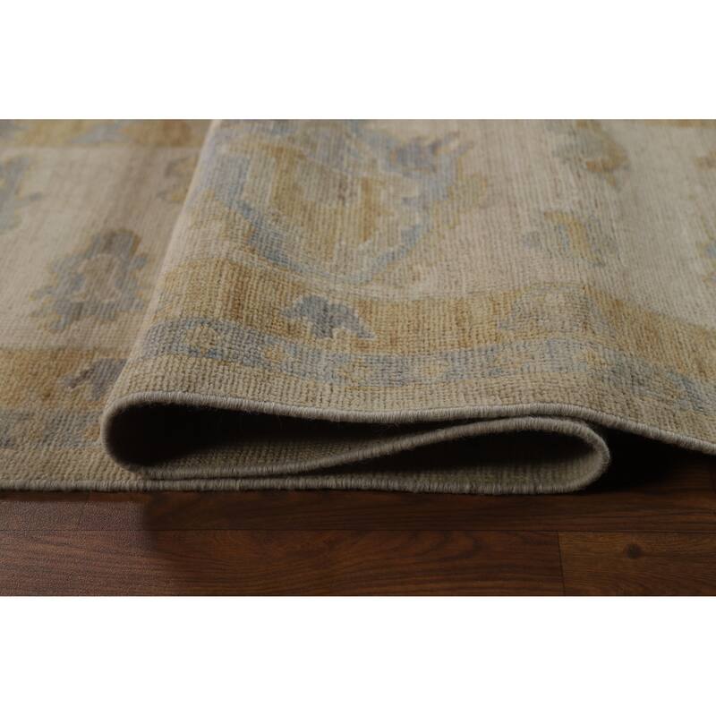Hand Knotted Oriental 100% Wool Carpet Transitional All-Over Beige & Ivories Oushak Area Rug - 11' 8'' X 9' 1''
