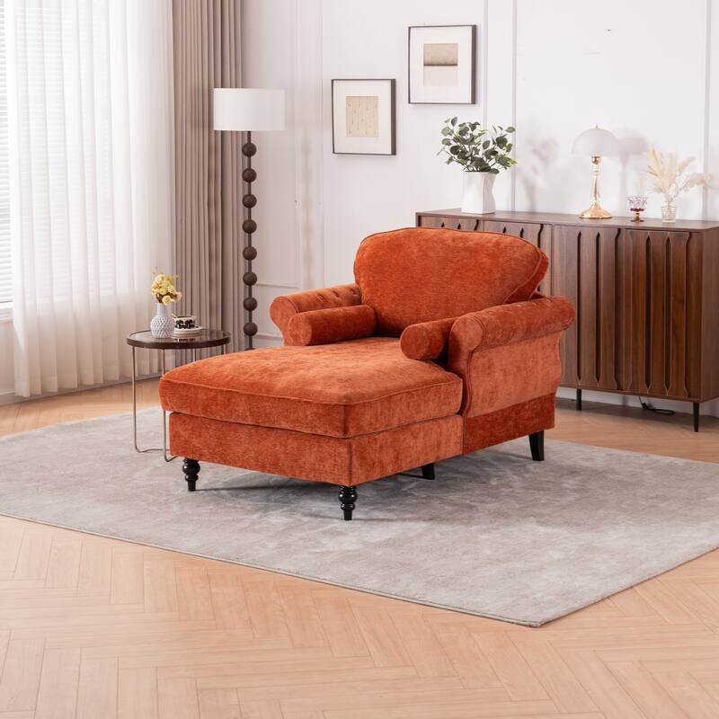 Oversized Chaise Lounge Indoor,Chenille Single Sofa Bed with Wide Seat,Upholstered Lazy Sleeper Armchair,Reading Couch Set