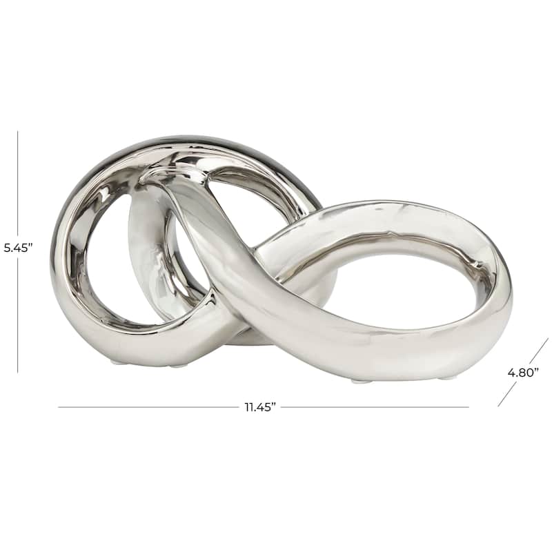 Silver Ceramic Infinity Loop Abstract Decorative Sculpture