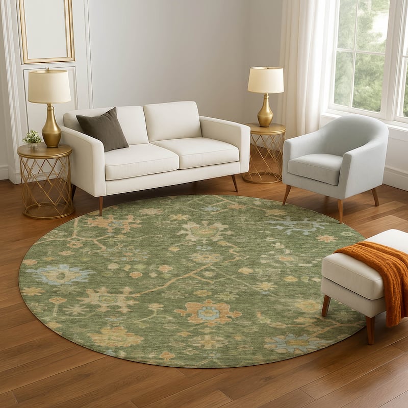 Premium Washable Super Soft Farmhouse Traditional Mayfield Rug - Fern - 8' x 8'