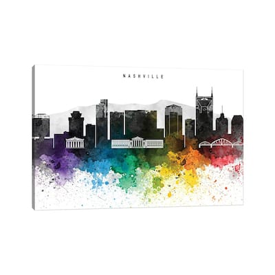 iCanvas "Nashville Skyline, Rainbow Style" by WallDecorAddict Canvas Print