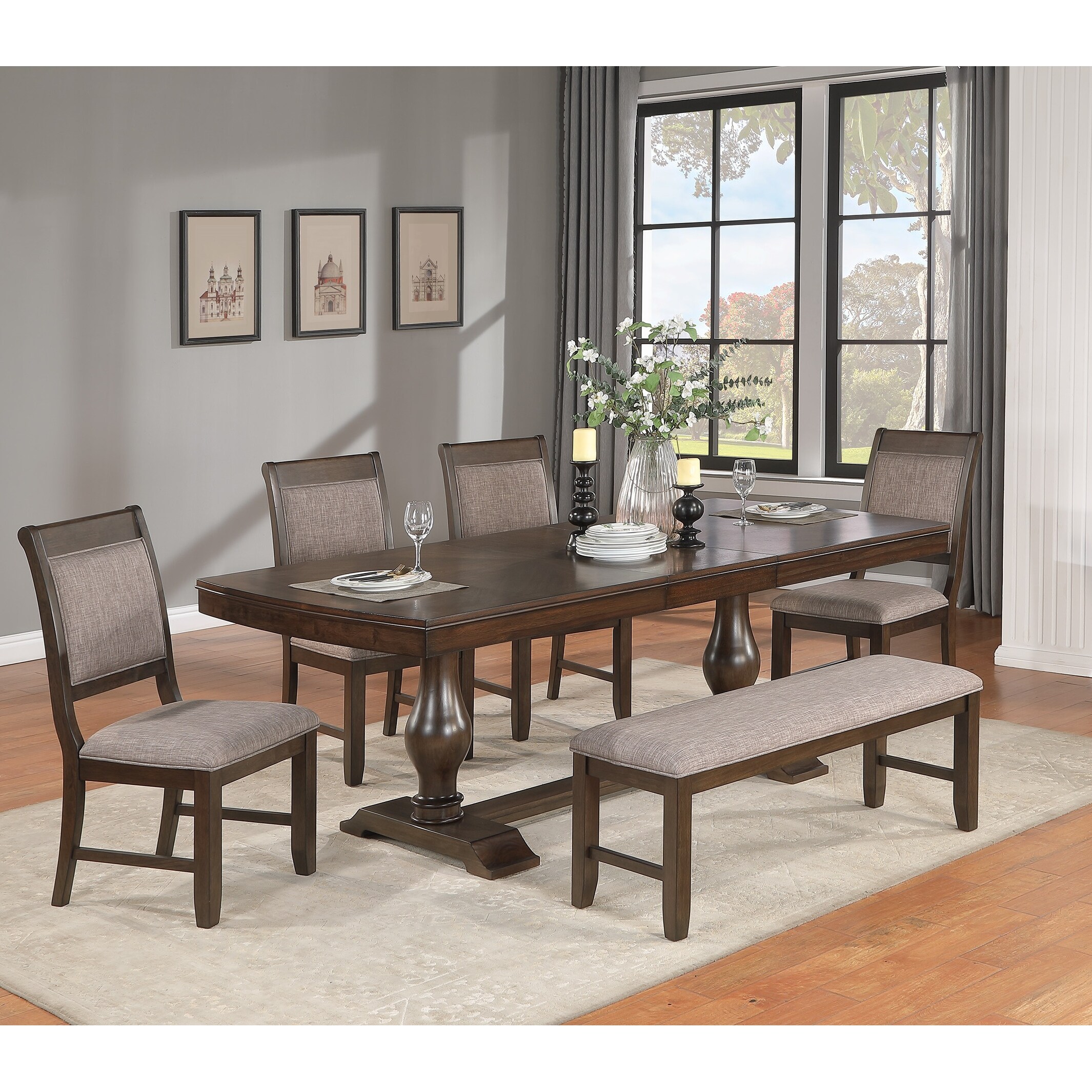 1pc Traditional Standard Height Dining Bench,Upholstery Wooden
