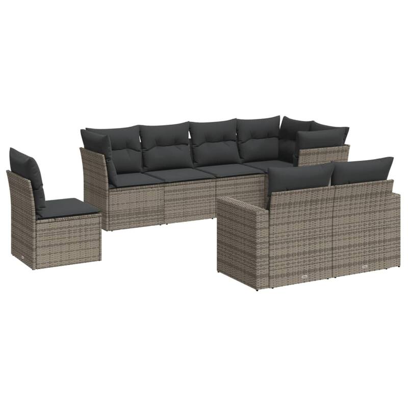 vidaXL Garden Sofa Set Grey, Dark Grey PE Rattan, Powder-Coated Steel - 24.4 x 25.8 x 27.2