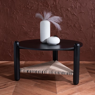 SAFAVIEH Couture Kaili Tropical Coastal Woven Shelf Coffee Table - 30 In. W x 30 In. D x 18 In. H - 30Wx30Dx18H