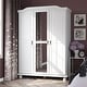 preview thumbnail 14 of 43, Palace Imports 100% Solid Wood Kyle 3-Door Wardrobe Armoire with Raised Panel or Mirrored Doors White-Mirror