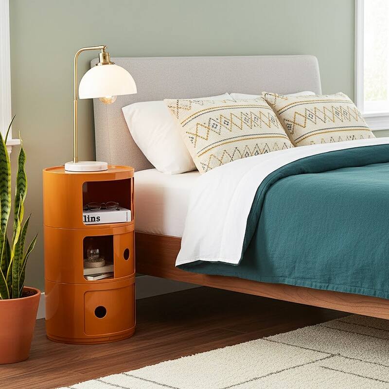 Modern 3 Tier Orange Side Table Nightstand